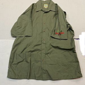 Dos Carolinas Guayabera Green Short Sleeve Embroidered Pockets Shirt Men’s L